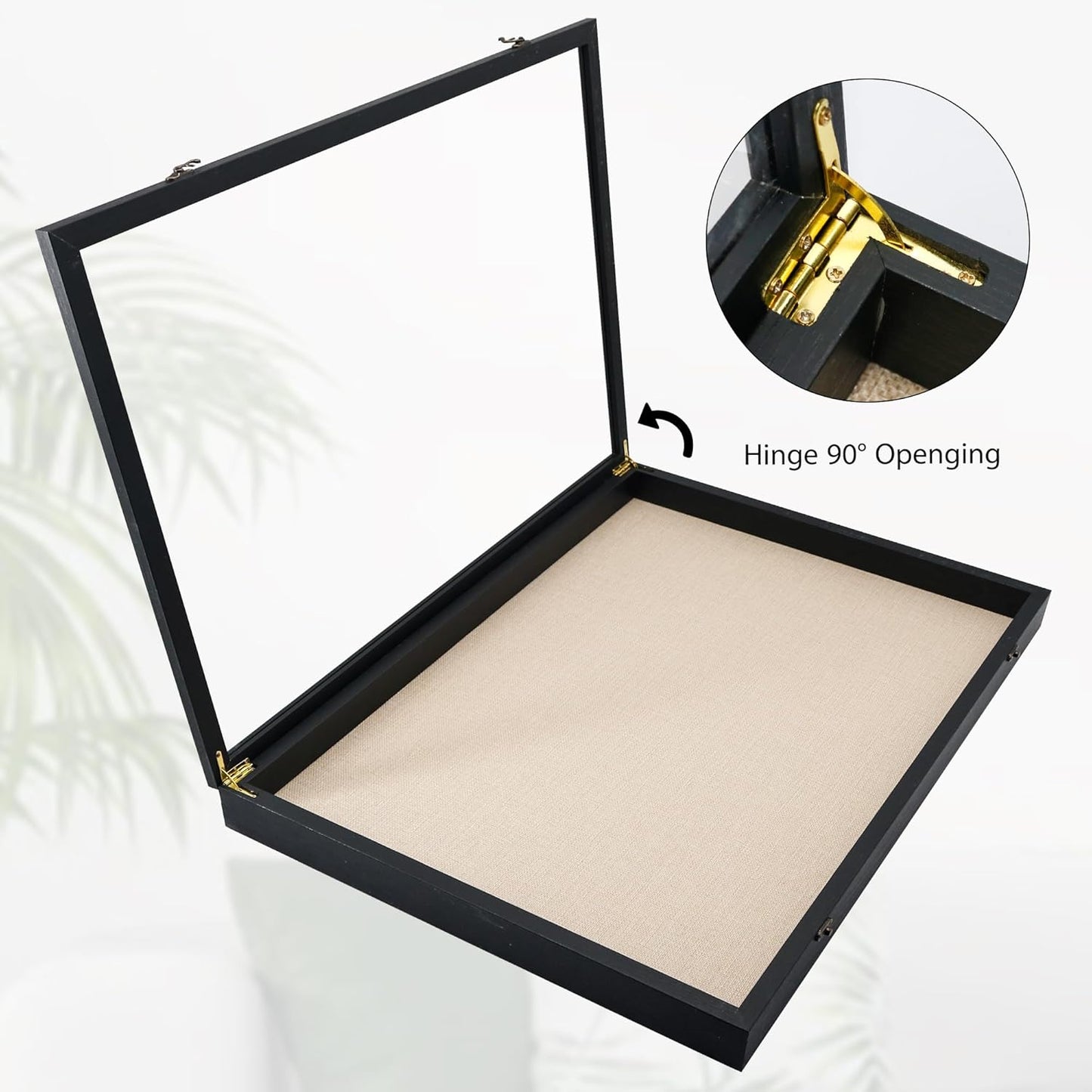 GraduationMall 13x16 Wood Shadow Box Frame Glass Door Display Case with Linen Back and 6 Stick Pins,1.5 inches Interior Depth,Ideal for Memorabilia Pictures Flowers Medals Tickets Rustic White