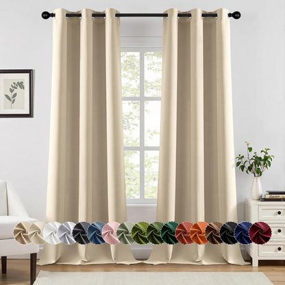 MIULEE Blackout Curtains for Bedroom Living Room 2 Panels, Thermal Insulated Room Darkening Drapes Grommet Noise Reducing Light Blocking Window Treatments 63 Inches Long 40x63 Inch Black - Colors B