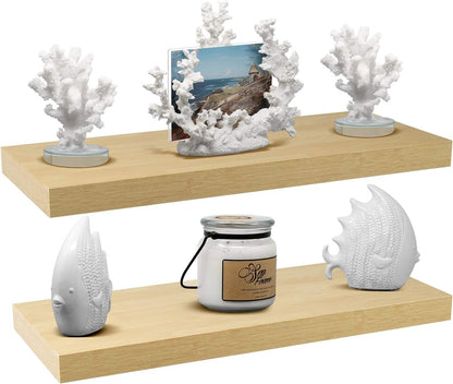 Sorbus Floating Shelves for Wall - 24" Bathroom Shelves, Wall Decor for Bedroom, Kitchen, Living Room, Home Decor & Book Storage - Mounted Floating Shelf with Invisible Brackets (White, 2 Pack)