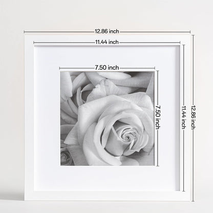 eletecpro 12x12 Picture Frames Set of 9 with Clear Acrylic Cover, Display 8x8 Photos with Mat or 12x12 Without, Classic and Sturdy Square Collage Gallery Wall Decor, Easy Wall Mount, Black