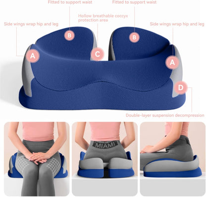 Seat Cushions for Office Chairs Wheelchair Cushion for Long Sitting Back Pain，Memory Foam Seat Car Computer Desk Chair Cushion，Coccyx Cushion for Tailbone Pain Relief Cushion Office Chair Black