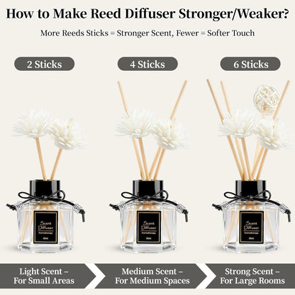 TonJin 2PCS Jasmine Reed Diffuser Set 1.7 fl oz with 6 Scent Sticks, Exotic Floral Home Fragrance, Natural Scented Oil Sticks for Bathroom, Living Room & Bedroom | Non-Toxic Air Freshener
