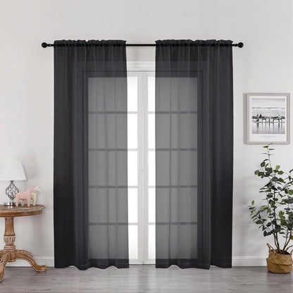 OWENIE Sheer Curtains 84 inches Long 2 Panels Set for Living Room/Bedroom, Rod Pocket Voile Sheer Panel Drapes, White, 2pcs, Each 42" W x 84" L - Colors B