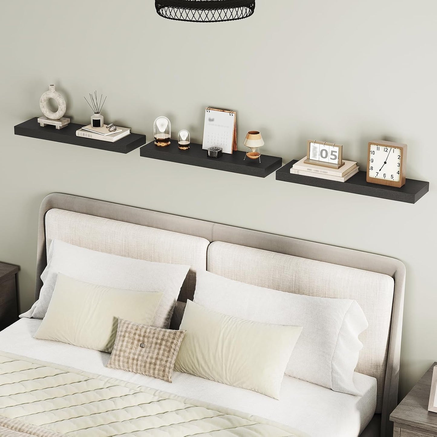 RALGEND Floating Shelves for Wall, 1.5" Thick Wall Shelf Set of 3 with Invisible Brackets, L31.5 x W7.9 Hanging Shelves Farmhouse Home Decor for Bathroom, Living Room, Bedroom, Rustic Brown 8301BJP3BF