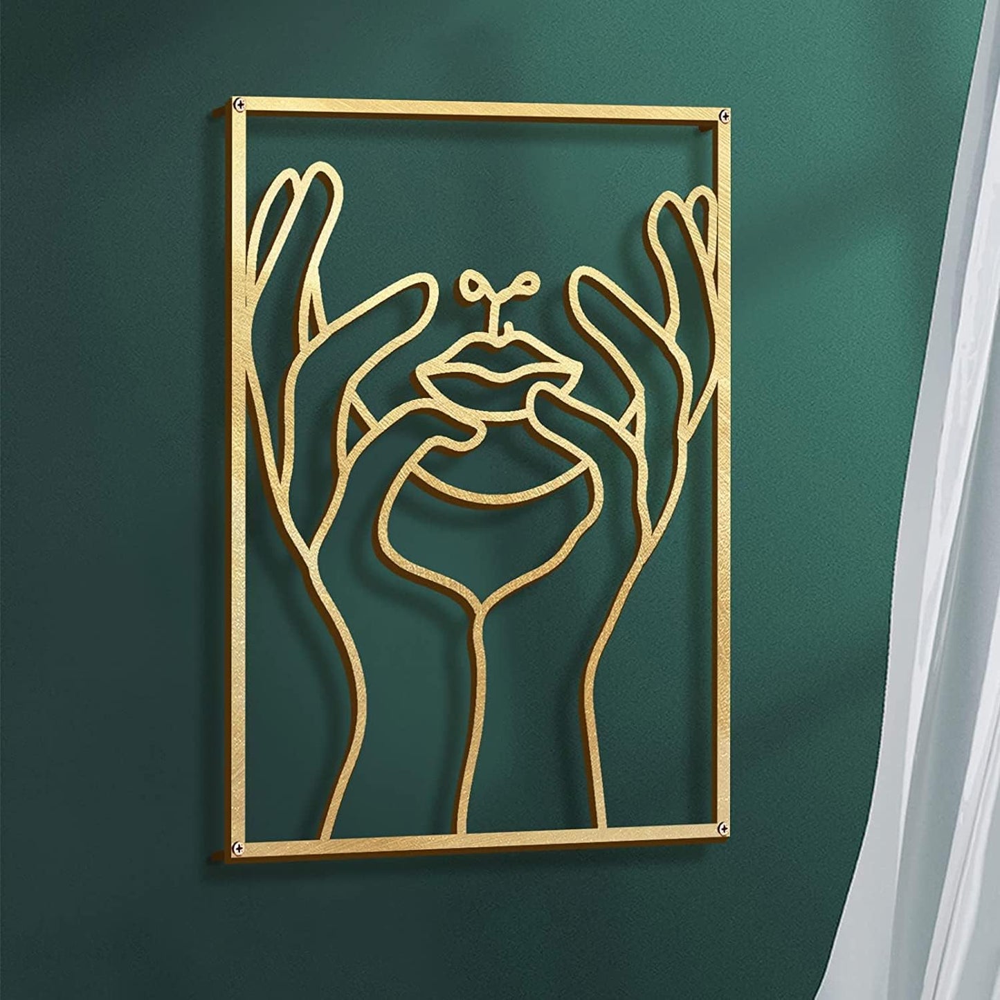 Glamativity 4 Pack Gold Wall Art Decor, Minimalist Single Line Real Metal Wall Art, Woman's Body Shape Abstract Wall Art (Gold Classic Style, 17 x 11.8'')