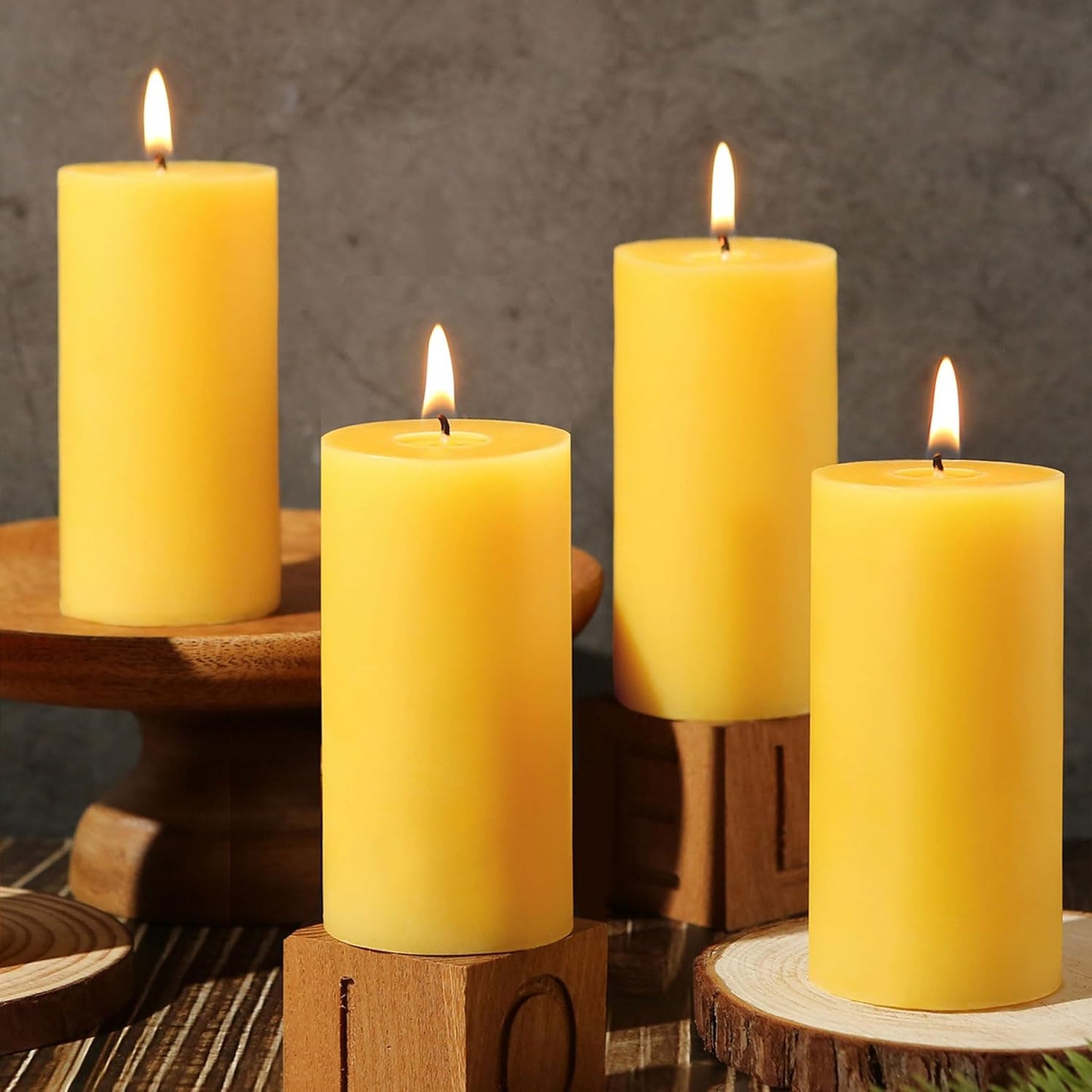 6 Pack Natural Beeswax Pillar Candles,100% Pure Beeswax Candles-210 Hours Long Burning,Organic Bees Wax Candles for Home,Emergency,Prayer,Parties,Unscented Dripless Smokeless Beeswax Candle Bulk 2x4in