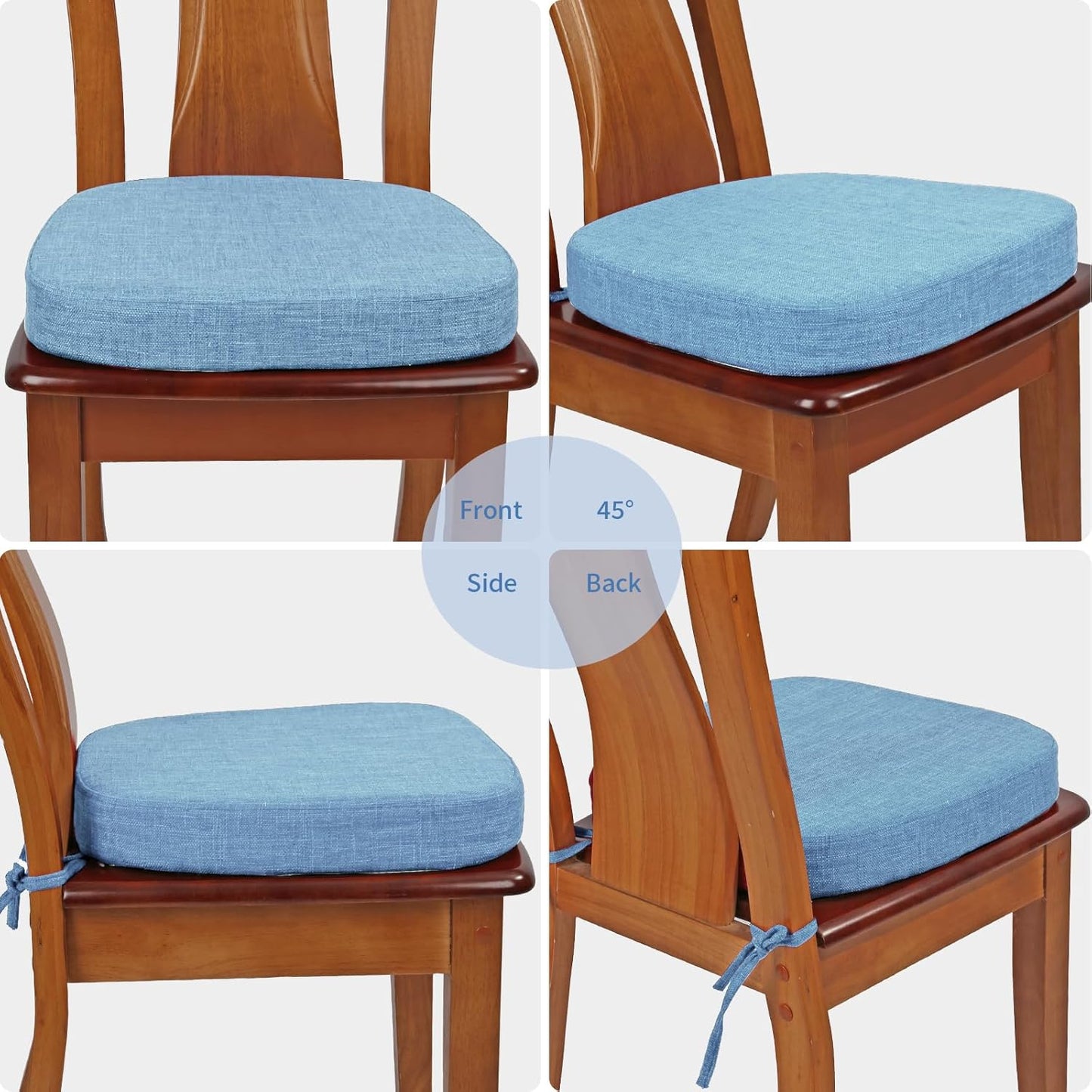 BUYUE Thickened 2.5" Friendly Woven Fabric Dining Chair Cushion, U-Shape High Density Foam Comfortable Chair Pad for Kitchen, Slip Resistant Indoor Seat Cushion (1 Piece, Dark Gray)