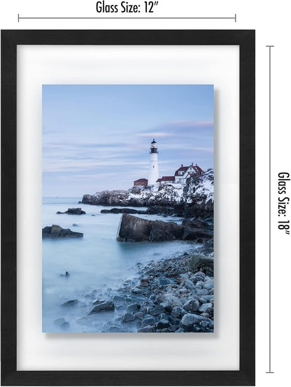 Americanflat 8x10 Floating Picture Frame with Polished Crystal-Clear Glass - Use as 5x7 Picture Frame or Display 4x6 Photo - Signature Float Collection - Photo Frames for Tabletop or Wall - Black