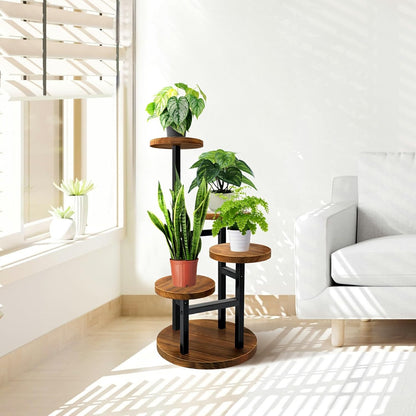 AUGOSTA 3 Tier Plant Stand, Tall Metal Wood Shelf Holder for Indoor, Outdoor Display Rack Flower Pot Stand for Corner Living Room Balcony Garden Patio