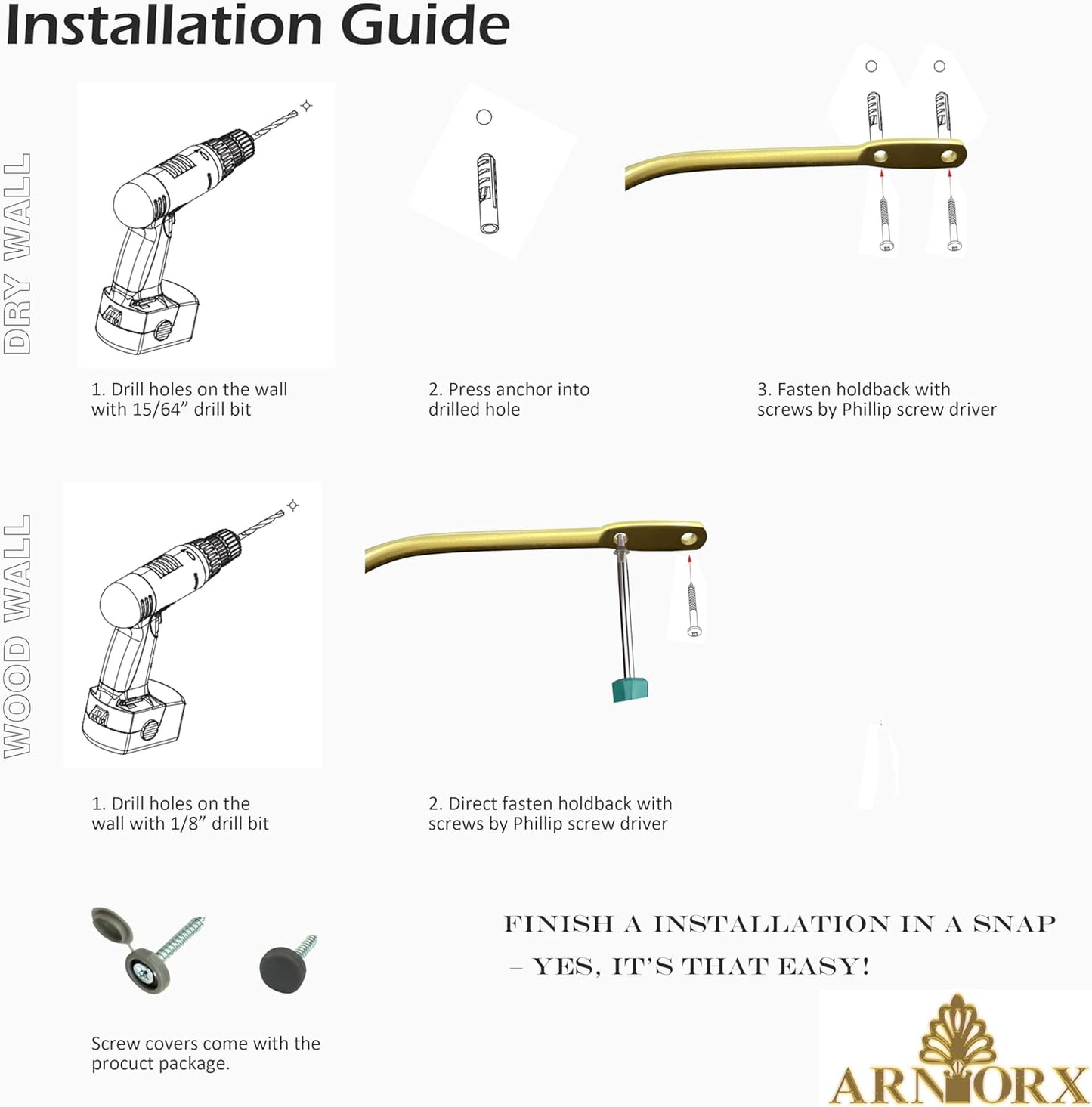 Quality Curtain Holdbacks, Solid Steel Curtain Holdback with Disk Finial,Electroplate Finishes, Set of 2 Window Curtain Tieback Hooks, Warm Gold