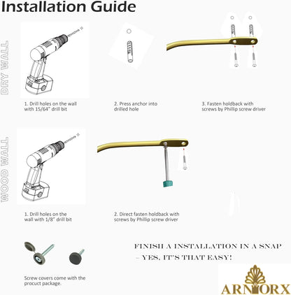 Quality Curtain Holdbacks, Solid Steel Curtain Holdback with Disk Finial,Electroplate Finishes, Set of 2 Window Curtain Tieback Hooks, Warm Gold
