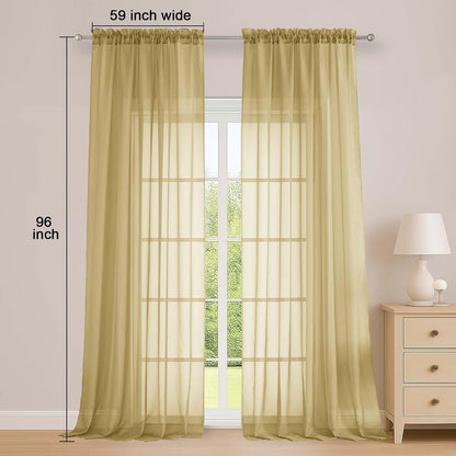OWENIE Sheer Curtains 84 inches Long 2 Panels Set for Living Room/Bedroom, Rod Pocket Voile Sheer Panel Drapes, White, 2pcs, Each 42" W x 84" L - Colors B