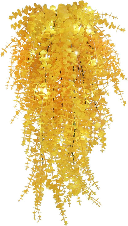 RECUTMS Artificial Hanging Plants Fake Hanging Plant Faux Eucalyptus Leaf Greenery Vine Outdoor UV Resistant Plastic Plants Home Garden Wedding Party Indoor Outdoor Decorations(White)