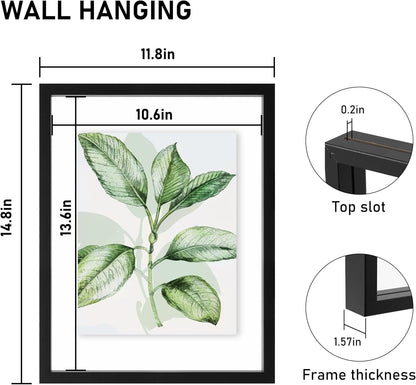 CORE ART 8x10 Floating Picture Frame,Double Plexglass Floating Frame for 5x7,4x6 Pictures,Wall or Tabletop Display,Black
