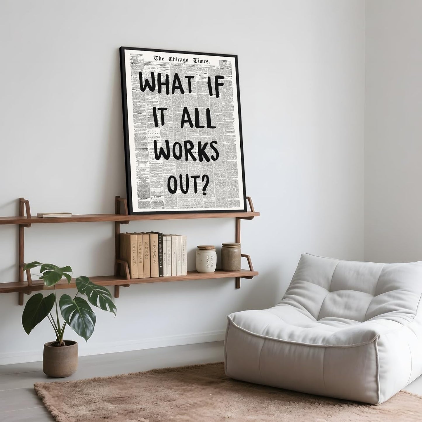 Framed Black And White Retro Newspaper Wall Art ItS Already Yours Universe Quote Poster Trendy Positive Inspirational Wall Decor for Bedroom Office Apartment Dorm Affirmation Canvas Print 8x12inch