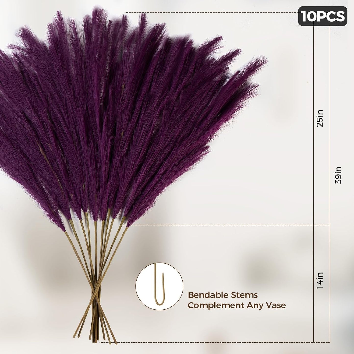 10 Pcs 39''/3.2FT Faux Pampas Grass Decor, Large Tall Fluffy Artificial Fake Flower, Bedroom Decor Boho Decor Pompas Floral for Vase Filler Farmhouse Home Wedding Decor (Blue)