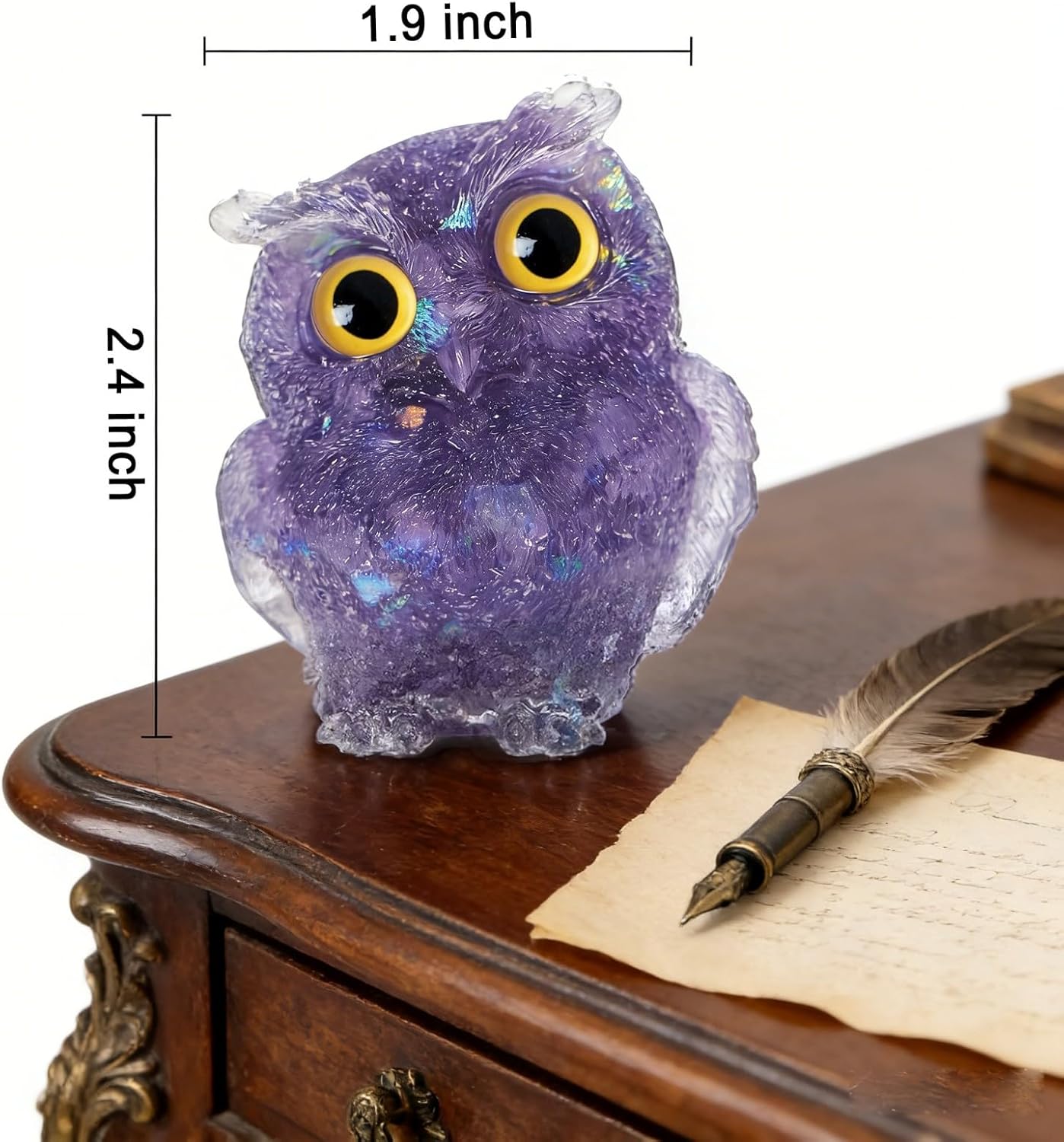 OwMell Owl Statue Tumbled Stone Gemstone Owl Figurine Home Decor Shelf Decor 2.5" - Turquoise
