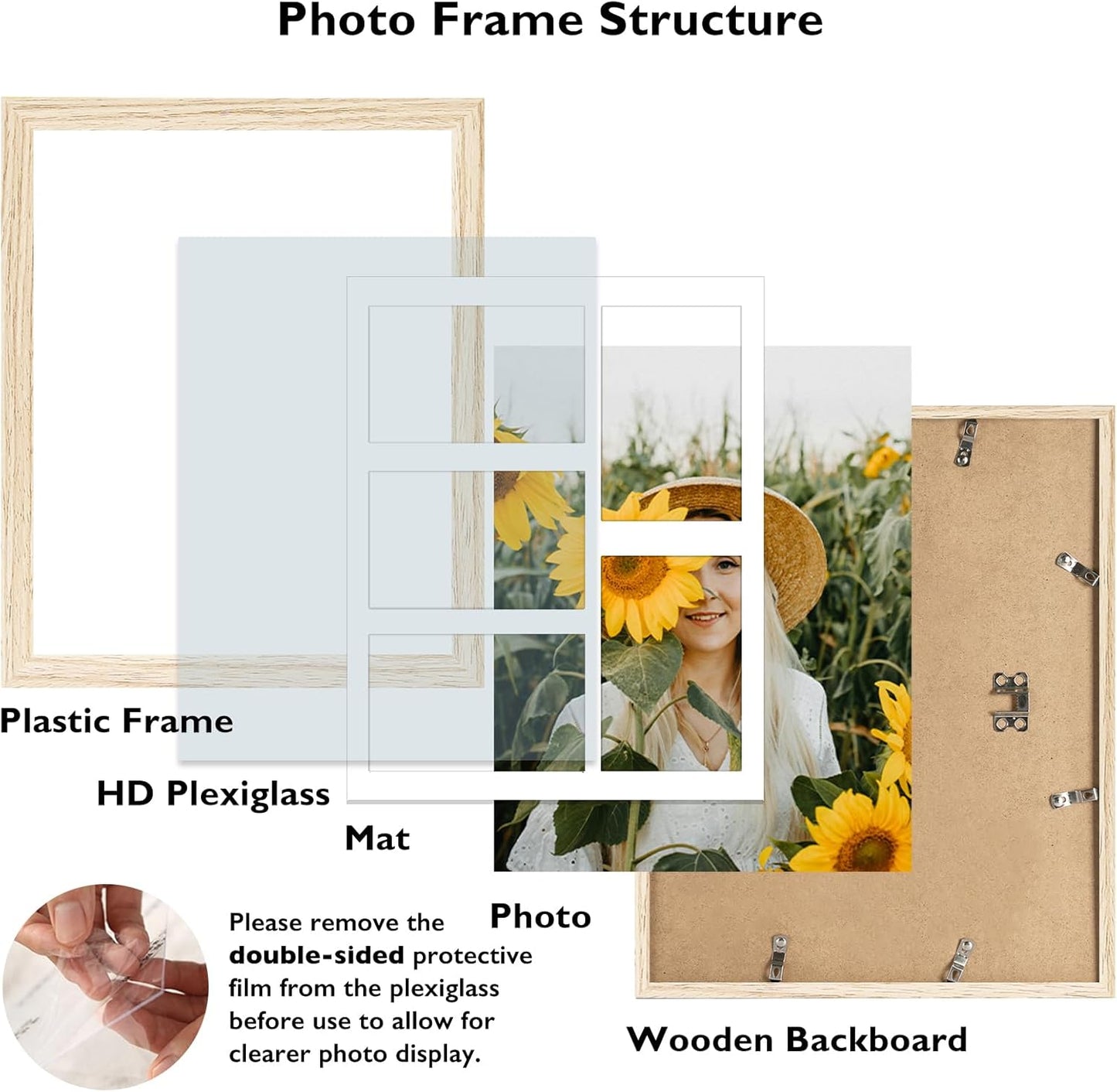 JCJMY 11x14 Picture Frame, 4x6 Collage Picture Frame, Display 5 Pcs 4x6 Photos or 11x14 Picture, Five Opening 4x6 Collage Frame for Wall Hanging, Lightweight 4 x 6 Multi Pictures Frame, Black