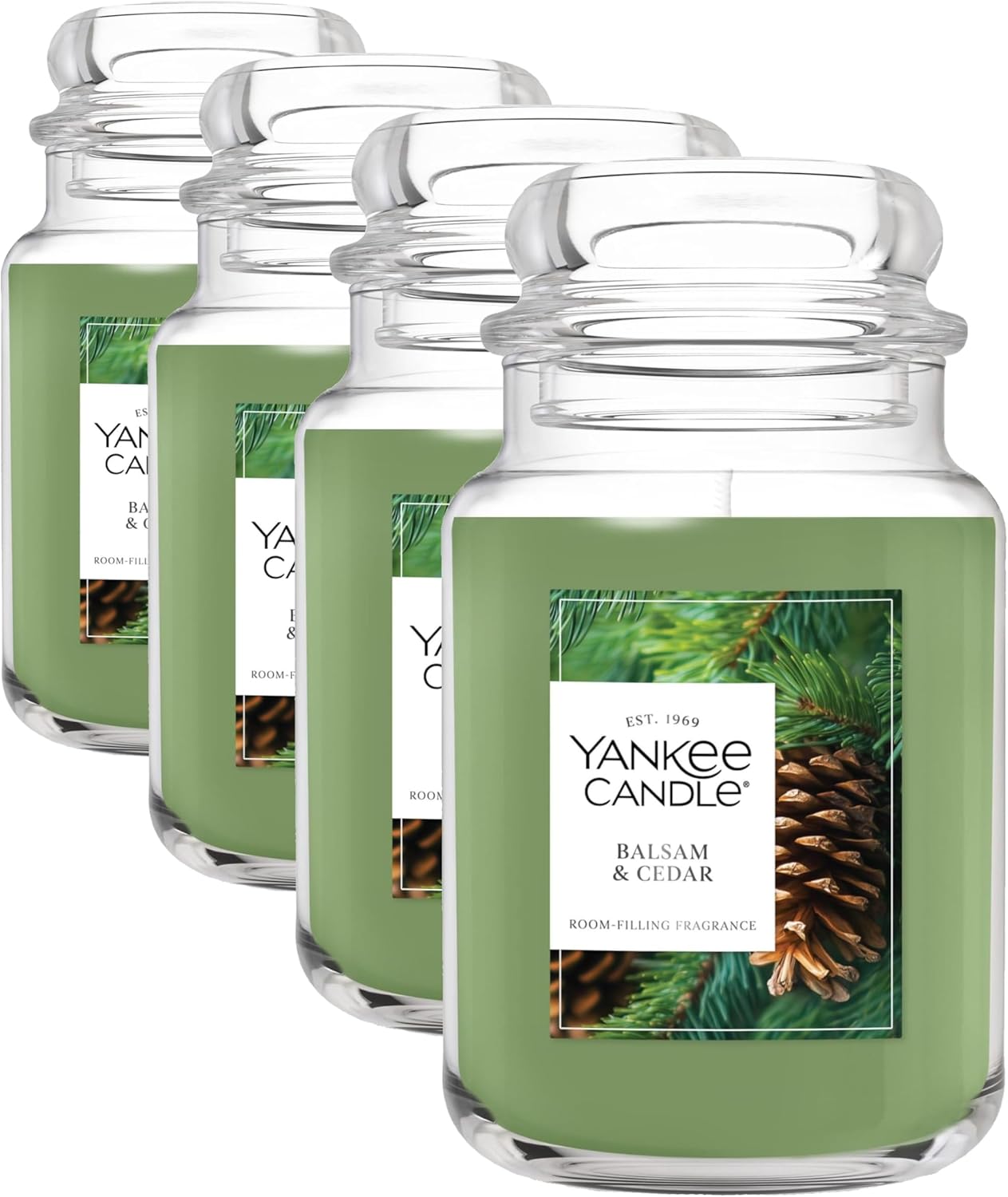 Yankee Candle Balsam & Cedar, Scented Candle, 22oz Large Jar with up to 150 Hour Burn Time, Giftable