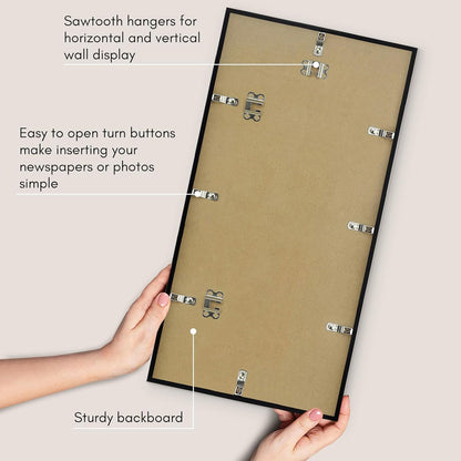 Americanflat 24x36 Poster Frame with Polished Plexiglass - Streamline Collection - Thin Border Picture Frame for Wall Display - Hanging Hardware Included - Black - Colors D