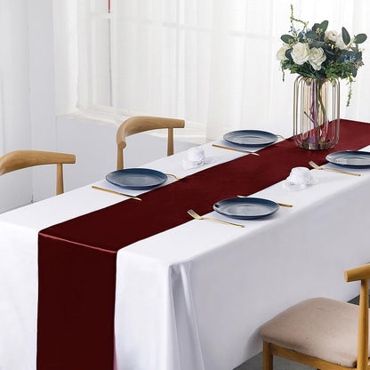 SiinvdaBZX 4 Pcs Royal Blue Satin Table Runner 12 x 108 inches Long, Bright Smooth Satin Wedding Table Runner Decorations for Birthday Parties, Buffet, Banquets, Graduations, Engagements