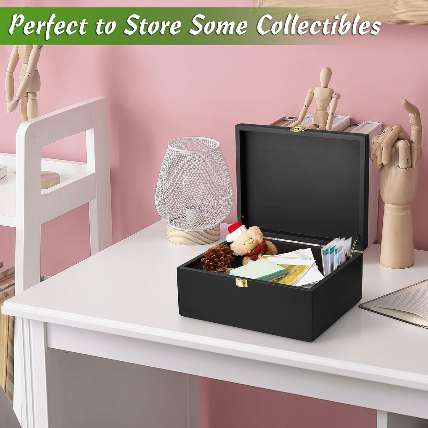 DRASTAR Wooden Keepsake Box, Large Acacia Storage Memory Box with a Hinged Lid for Crafts and Photo Storage