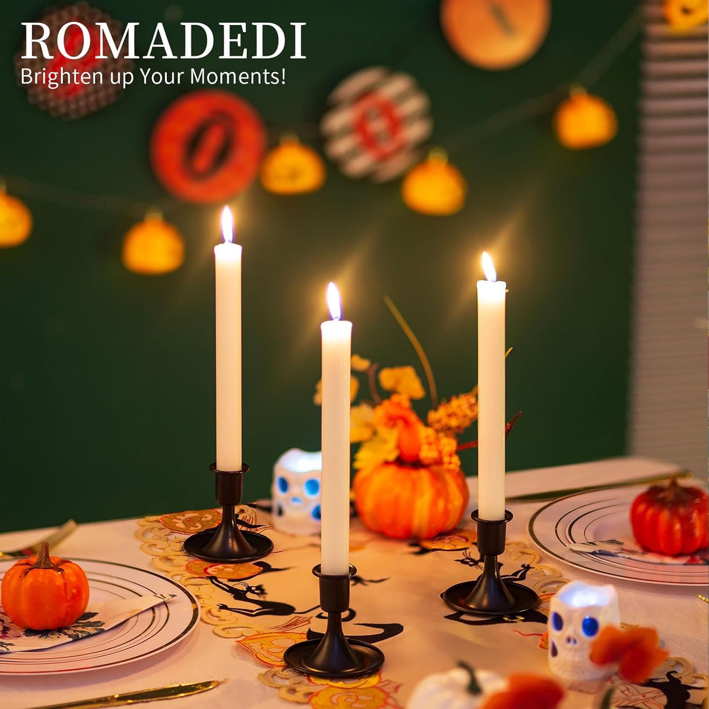 Candlestick Holders Taper Candle Holders, Romadedi Gold Candle Stick Candle Holder for Table Centerpiece, Wedding Reception, Festive Christmas Mantel Decoration or Home Decor, Set of 2