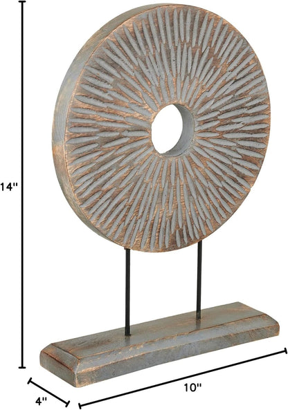 Housewarming Gifts Farmhouse Table Sculpture Home Decor Statue Mandala Carved for Modern Home 10" x 14", Living Room, Fireplace Mantel Shelf, Table and Entryway Decor Stand (Design 1)