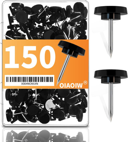 150 PCS Clear Push Pins Tacks Count in Reusable Box for Bulletin Boards and Wall Displays Heavy Duty Plastic Head