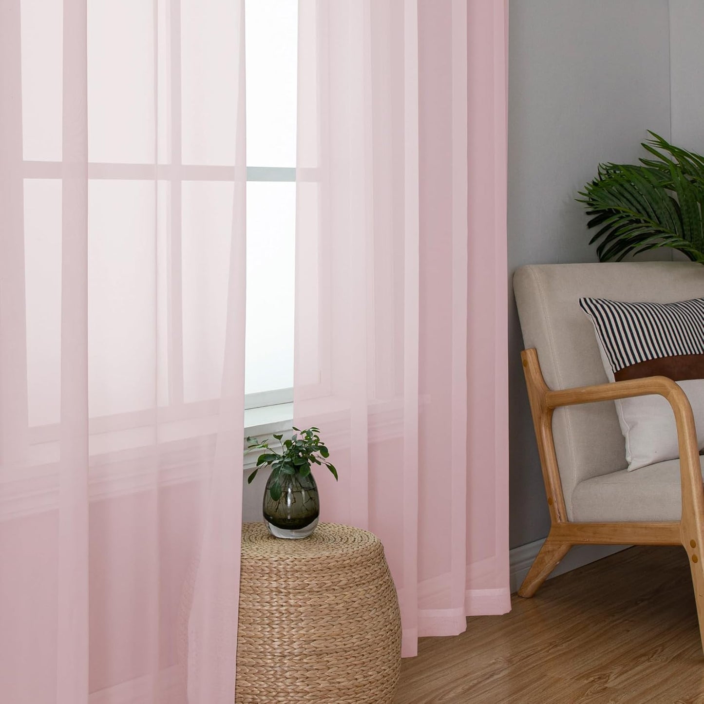 OWENIE Sheer Curtains 84 inches Long 2 Panels Set for Living Room/Bedroom, Rod Pocket Voile Sheer Panel Drapes, White, 2pcs, Each 42" W x 84" L - Colors A