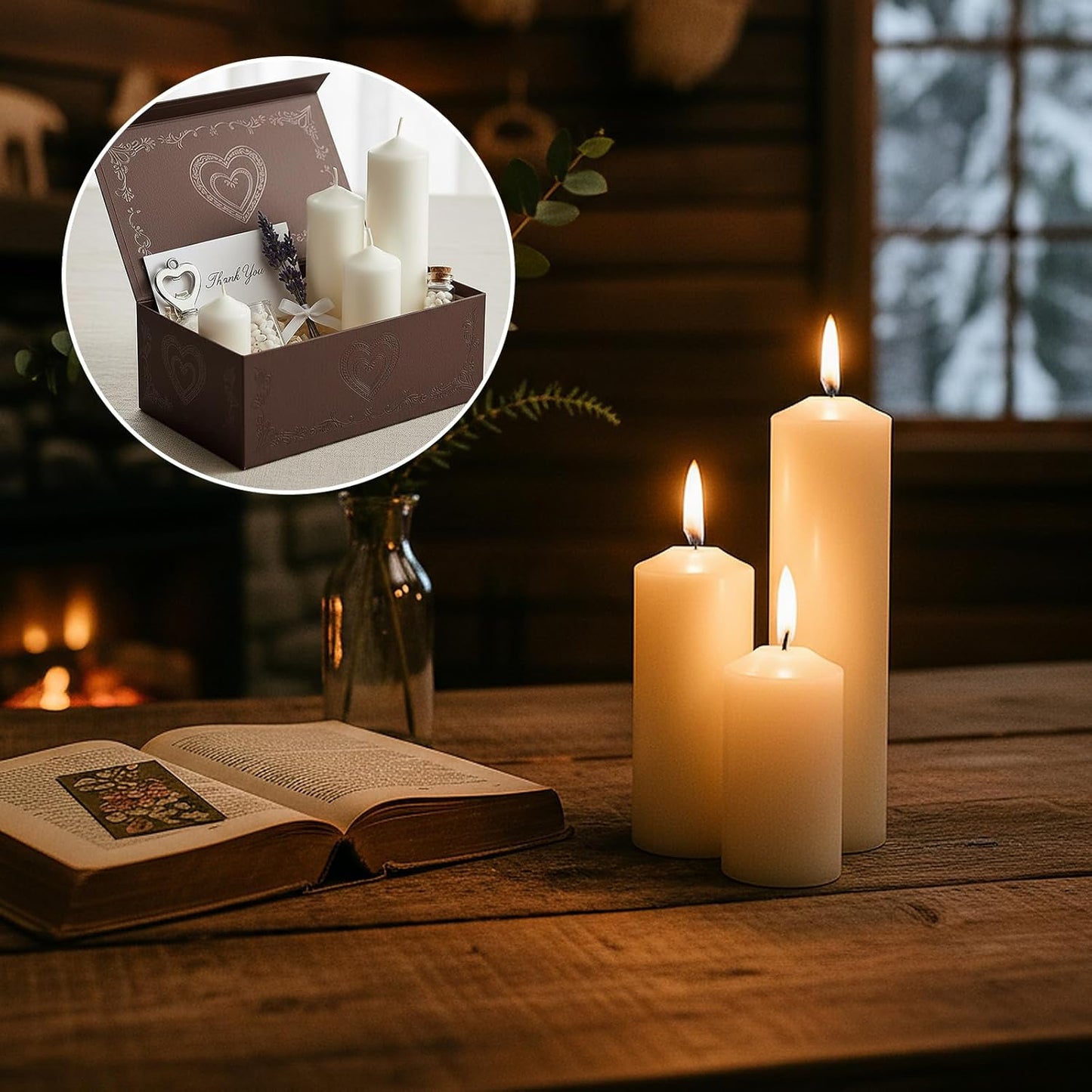 18 Pcs White Pillar Candles Bulk Set，Hurricane Candles，3 Different Lengths 2 x 3/4/6 Inch (6 Each)，Dripless Unscented Smokeless，Gives You a Better Atmosphere When Organizing an Event Party.