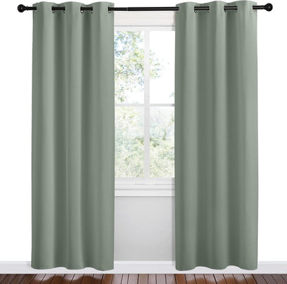 NICETOWN Halloween Pitch Black Solid Thermal Insulated Grommet Blackout Curtains/Drapes for Bedroom Window (2 Panels, 42 inches Wide by 63 inches Long, Black) - Colors B