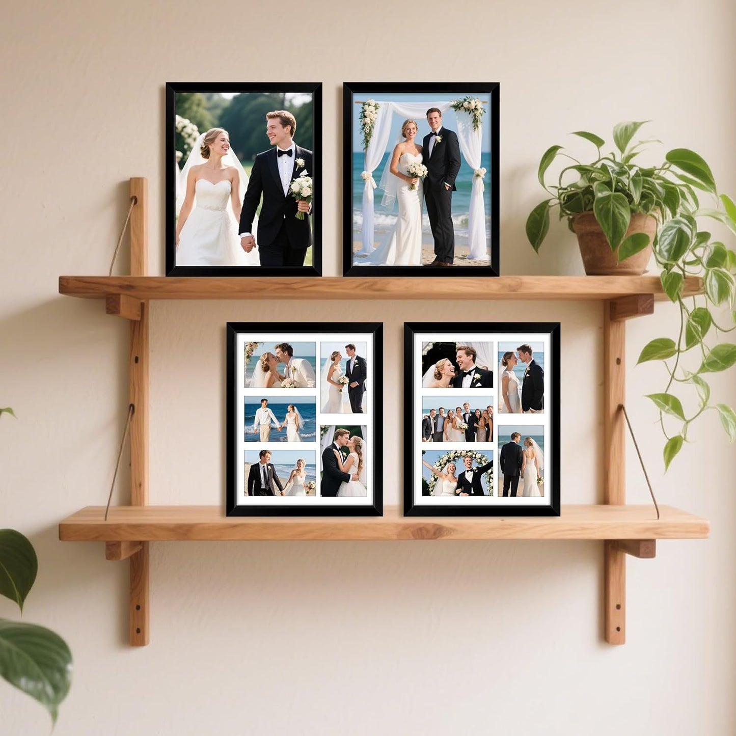 FIXSMITH 8x10 Picture Frame Set of 2, Photo Frame with HD Plexiglass, Display Pictures 5x7 with Mat or 8x10 Without Mat Multi Picture Frames Collage for Tabletop or Wall Display, Black