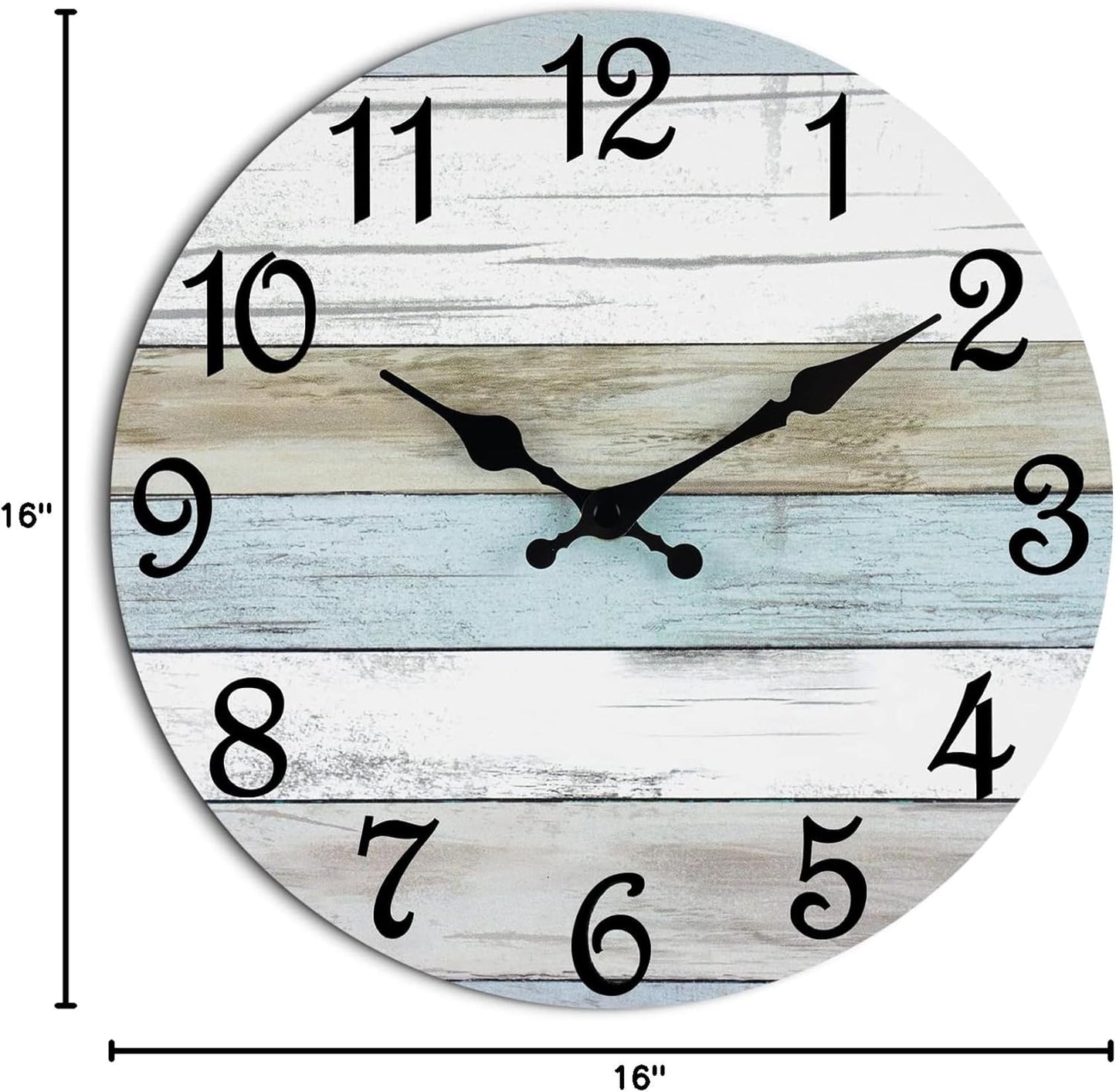 CHYLIN Wall Clock, Silent Non Ticking Battery Operated, Rustic Coastal Country Clock Decorative for Bathroom Kitchen Bedroom 8