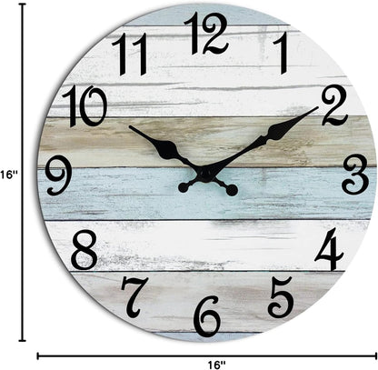 CHYLIN Wall Clock, Silent Non Ticking Battery Operated, Rustic Coastal Country Clock Decorative for Bathroom Kitchen Bedroom 8