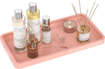 Bathroom Vanity Tray for Countertop - Bamboo Organizer Tray for Dresser Tops, Toilet, Perfume Small Decorative Tray Wood Tray for Home Decoration 11.81” L x 6.1” W x 0.79” H Black