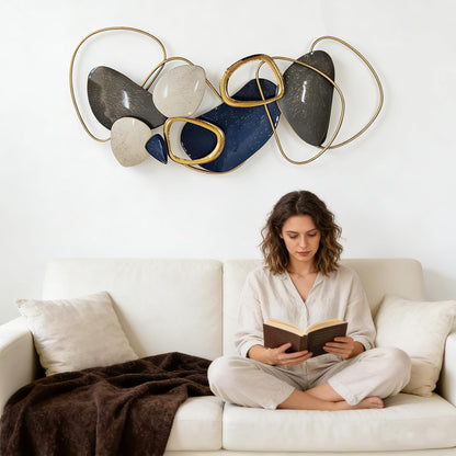 Roivikis Large Metal Wall Art Decor, 3D Abstract Lotus Leaves Wall Handcrafted Modern Decoration for Indoor Outdoor for Living Room, Bedroom, Entryway 52" x 24"