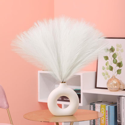 UREYMX Faux Pampas Grass Decor 17.7 Inch 6pcs, Artificial Pampas Grass Fluffy Home Decor, Short Vase Room Decor pompous Grass Flower Arrangement for Boho Home Wedding Decoration (Black)