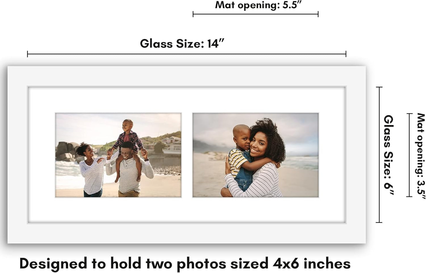 Americanflat 4x6 Collage Picture Frame with Shatter-Resistant Glass - Fits Five 4x6 Photos or Use as One 11x14 Picture Frame - Signature Collection - Collage Frames for Wall Display - Black