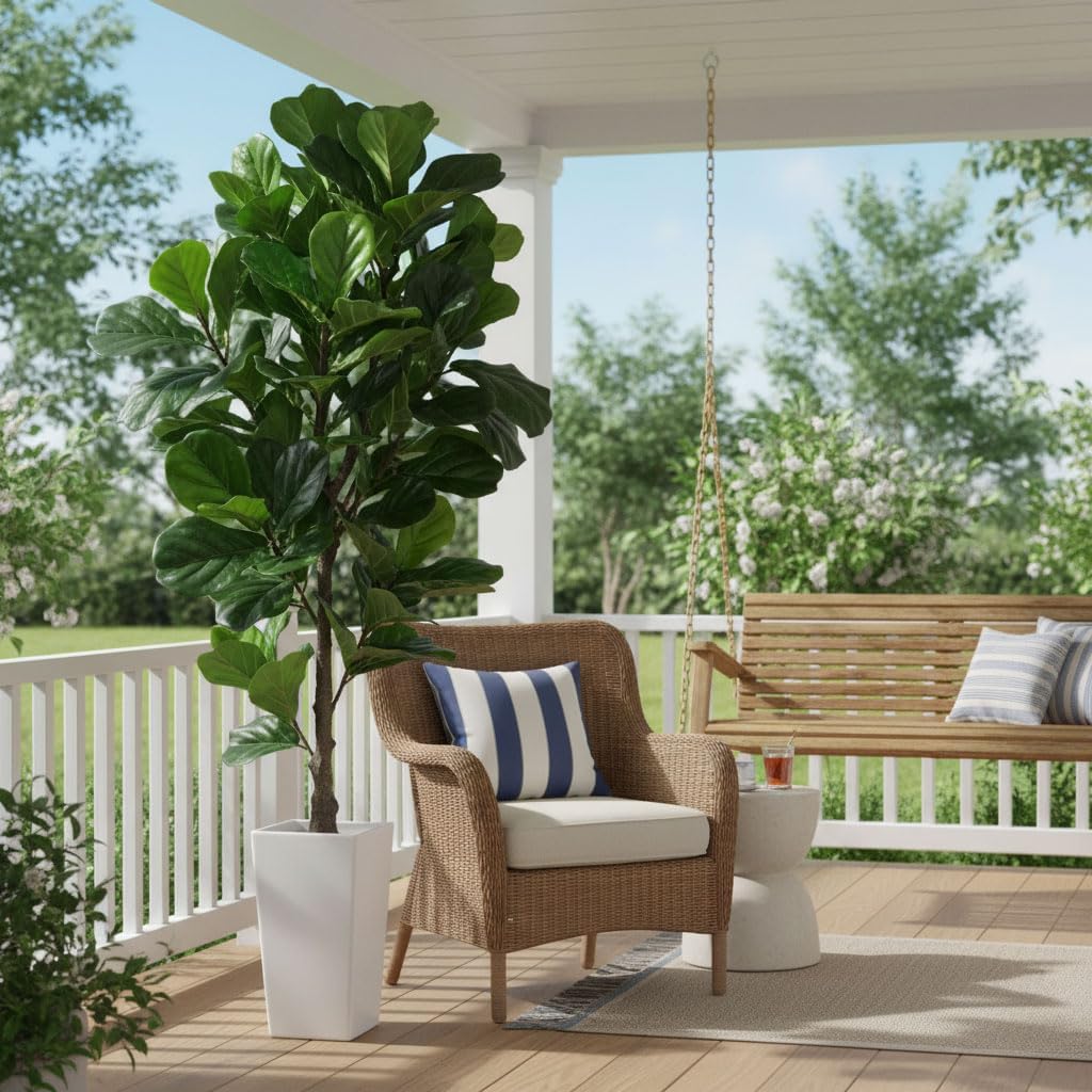 Aveyas 7ft Artificial Olive Tree for Home Decor, 7 Feet Large Faux Plant Fake Skinny Silk Trees with Pot for Indoor Outdoor House Living Room Office (7 ft Tall Including Raised Pot)