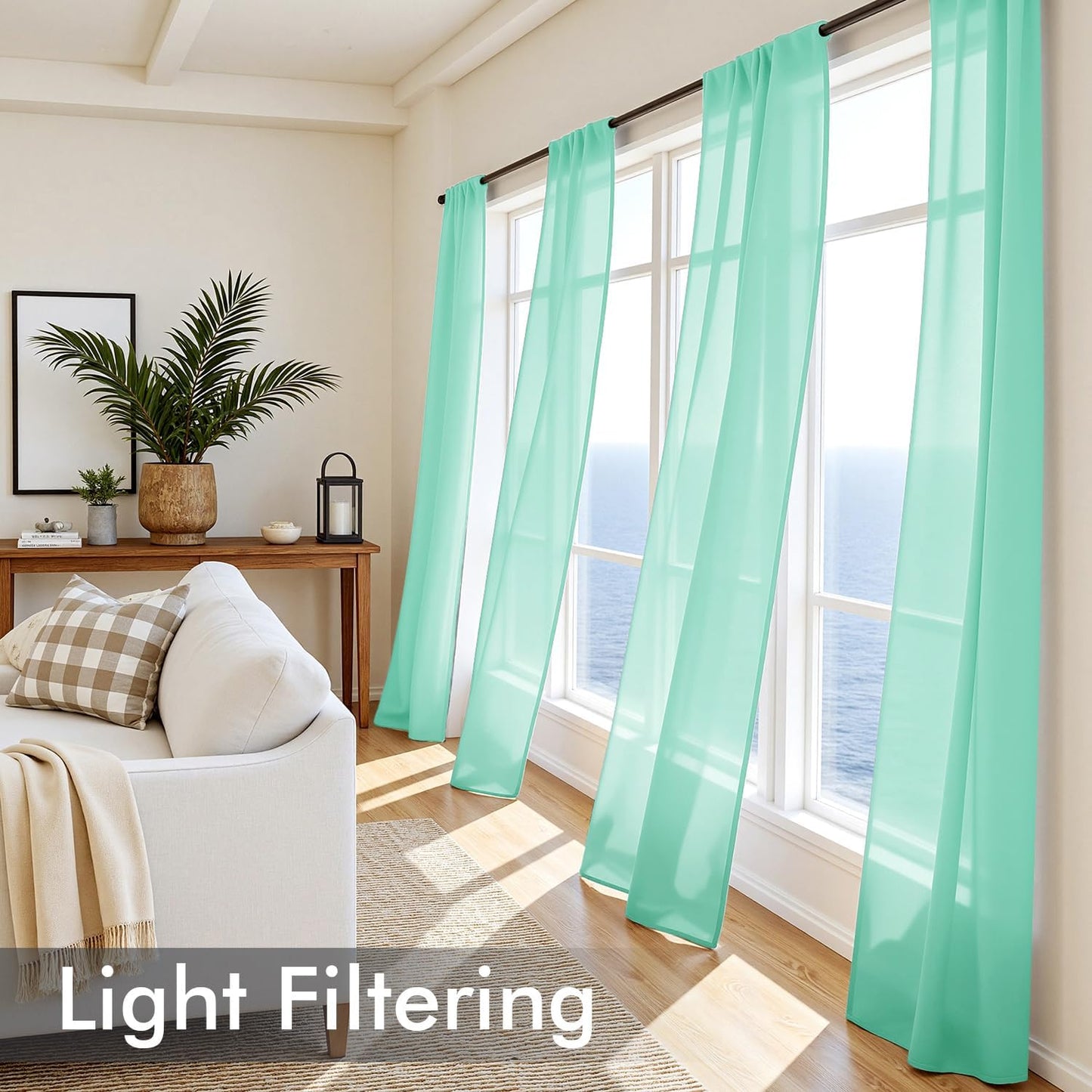 MIULEE White Sheer Curtains 84 Inches Long, 4 Panels Set, Light Filtering Rod Pocket Voile Drapes for Living Room and Bedroom, Airy Soft Fabric Window Treatments, 42 x 84 Inches