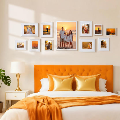 HappyHapi 4x6 Picture Frame Set of 5, Black Frames Display Photo 3.5x5 with Mat or 4x6 without, Gallery Wall Frame Set, Wall or Tabletop Display (Black)