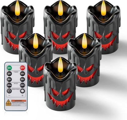 Homemory Flameless Votive Candles with Timer, 2" x 2" Real Wax, 400+Hour Realistic Black Wick Battery Operated Candles, Set of 6 for Wedding, Party and Holiday Decoration (Battery Included)