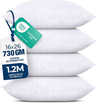 Utopia Bedding Throw Pillows (Set of 4, White) – 18 x 18 Inches Down Alternative Pillows for Bed, Sofa, and Couch - Fluffy Decorative Stuffer Pillow for Indoors & Outdoors