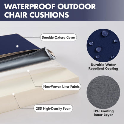 MIULEE Navy Blue 48 x 18 x 3 Outdoor Bench Cushion Waterproof Patio Chair Cushion with Adjustable Straps Set of 1 for Swing Patio Furniture 3-Year Color Fastness Garden Sofa Couch