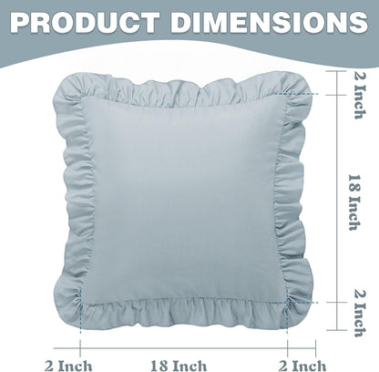 KKJIAF Ruffle Pillow Cases 26x26 Inches, White Square Ruffled Pillow Covers Set of 2, Microfiber Wrinkle Resistant Pillow Shams with Envelope Closure for Sofa Bed Living Room