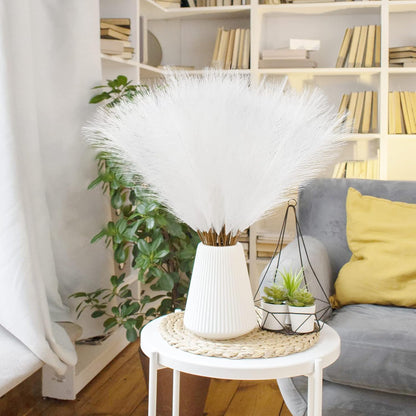obbsie 50pcs Pink Faux Pampas Grass Decor, 21.6" Short Artificial Floral Branches Vase Filler Flower Arrangement for Home Wedding Boho Outdoor Decor
