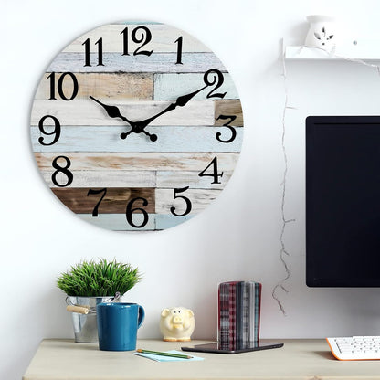 KECYET Wall Clock Battery Operated 8 Inch Silent Non Ticking Coastal Design Country Rustic Retro Decorative for Bathroom Kitchen Living Room Bedroom