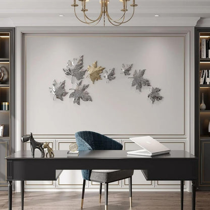 homary Large Metal Wall Art – 47.2" Modern 3D Abstract Geometric Overlapping Design, Iron Wall Decor for Living Room, Dining Room, Office
