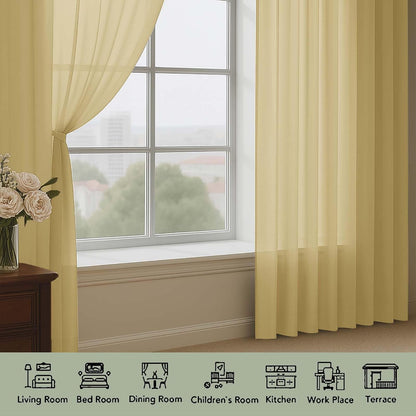 OWENIE Sheer Curtains 84 inches Long 2 Panels Set for Living Room/Bedroom, Rod Pocket Voile Sheer Panel Drapes, White, 2pcs, Each 42" W x 84" L - Colors B